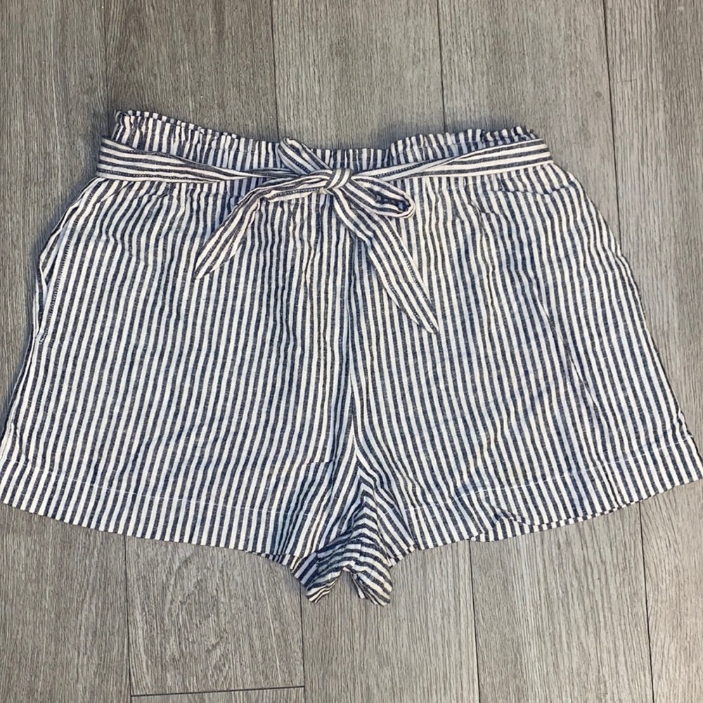 bcbg striped linen shorts
